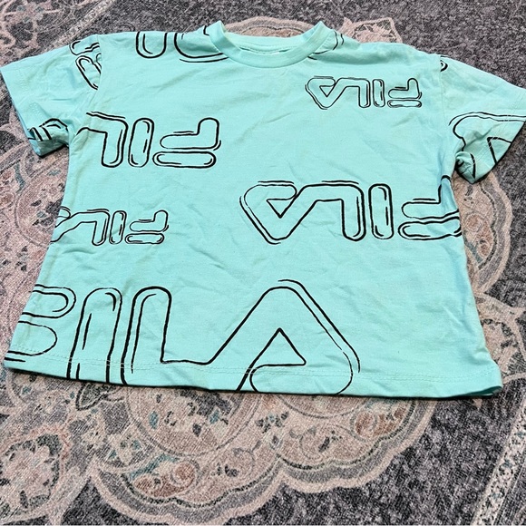 Turquoise Fila crop tee bubble letters - Picture 1 of 5